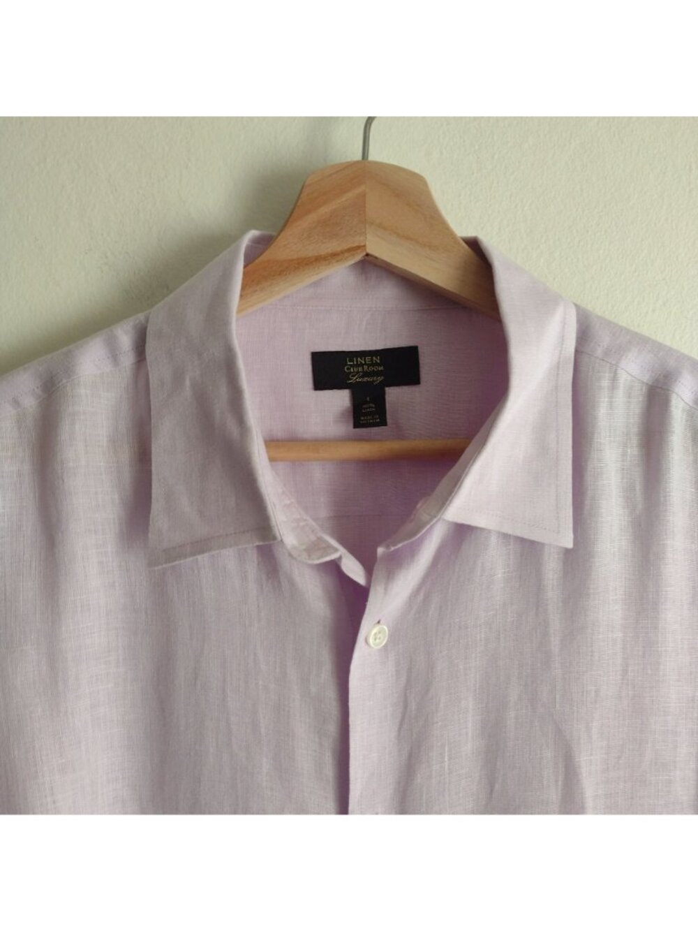 Club Room Mens Linen Shirt L Relaxed FIt Lavender Purple Preppy Dress Top - Picture 3 of 10